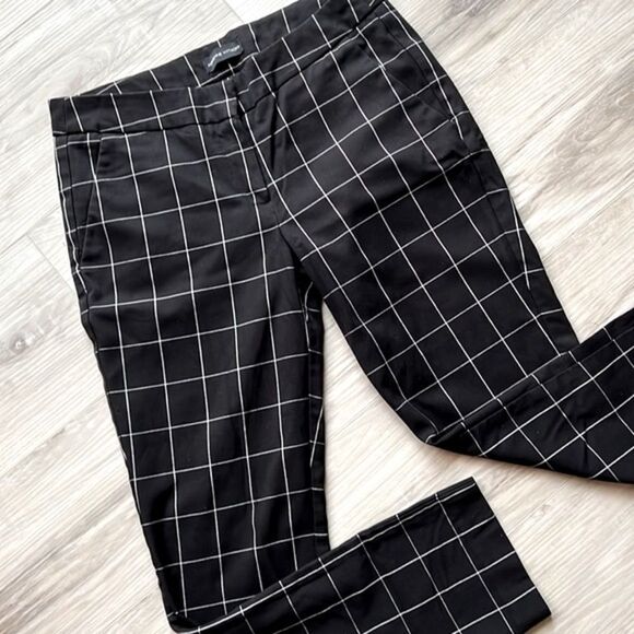 Adrienne Vittadini Black Check Pixie Ankle Cropped Pants Size 2 - Picture 2 of 10
